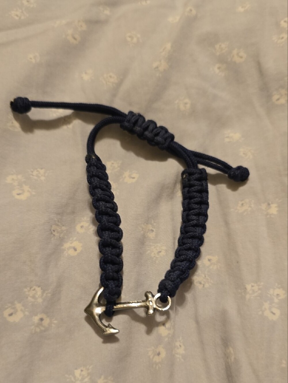 Navy Blue Paracord Bracelet with Anchor Accent